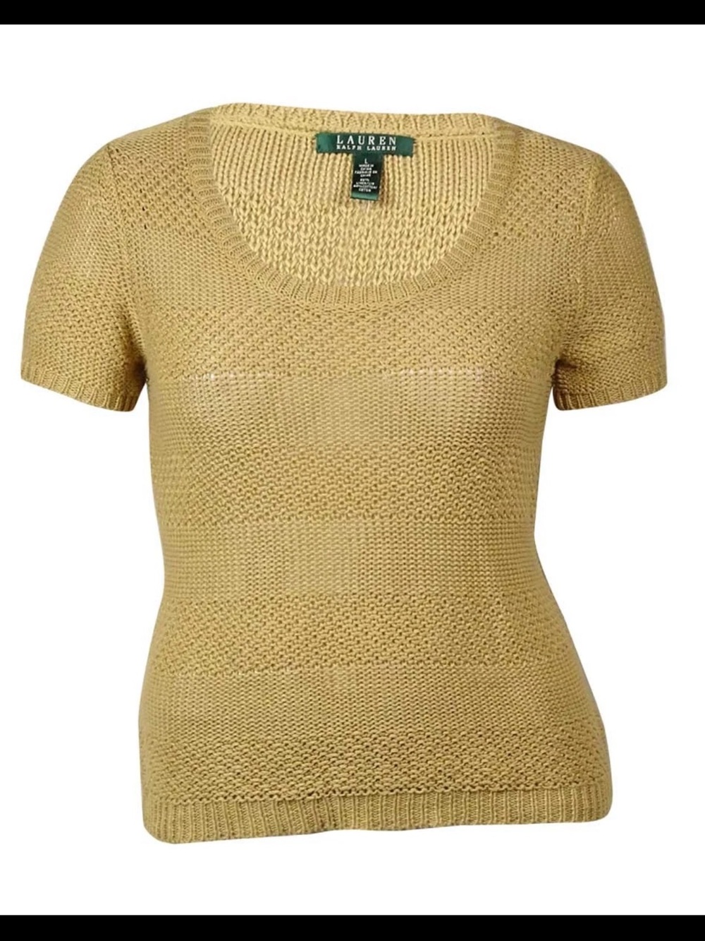Lauren Ralph Lauren Scoop Neck Short Sleeve Knit Top - linen blend Size Small